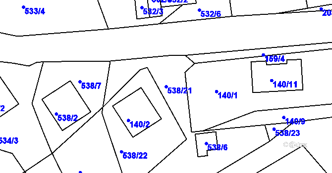 Parcela st. 538/21 v KÚ Postoloprty, Katastrální mapa