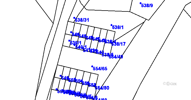 Parcela st. 543 v KÚ Postoloprty, Katastrální mapa