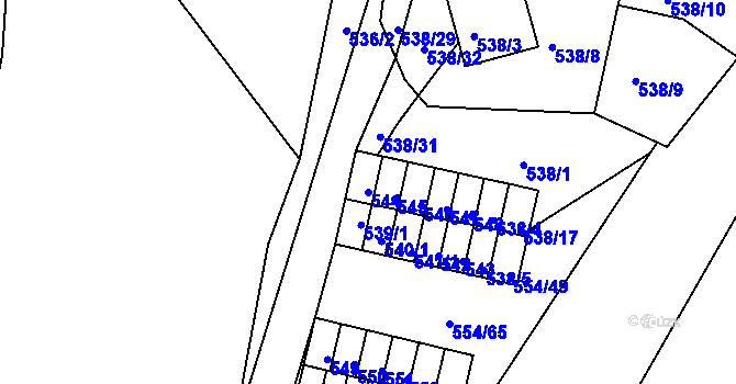 Parcela st. 544 v KÚ Postoloprty, Katastrální mapa
