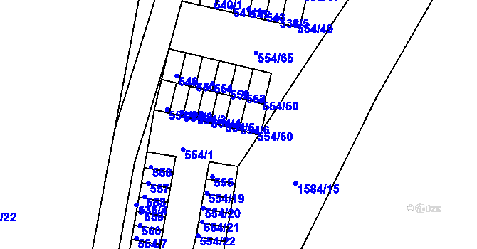 Parcela st. 554/6 v KÚ Postoloprty, Katastrální mapa