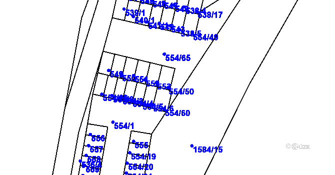 Parcela st. 554/50 v KÚ Postoloprty, Katastrální mapa