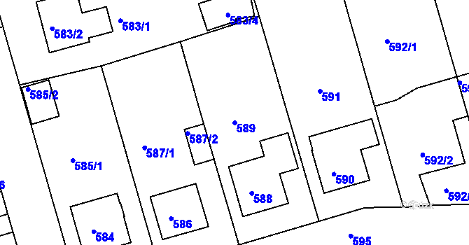 Parcela st. 589 v KÚ Postoloprty, Katastrální mapa