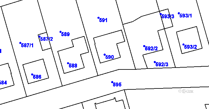 Parcela st. 590 v KÚ Postoloprty, Katastrální mapa