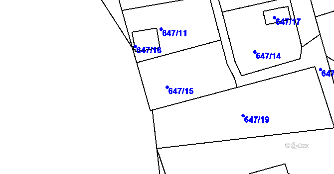 Parcela st. 647/15 v KÚ Postoloprty, Katastrální mapa