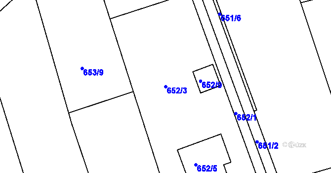 Parcela st. 652/3 v KÚ Postoloprty, Katastrální mapa