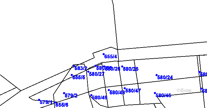 Parcela st. 655/4 v KÚ Postoloprty, Katastrální mapa