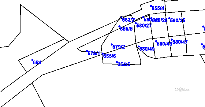 Parcela st. 655/6 v KÚ Postoloprty, Katastrální mapa