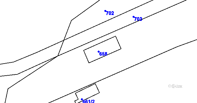Parcela st. 658 v KÚ Postoloprty, Katastrální mapa