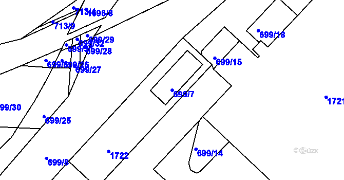 Parcela st. 699/7 v KÚ Postoloprty, Katastrální mapa