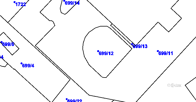 Parcela st. 699/12 v KÚ Postoloprty, Katastrální mapa