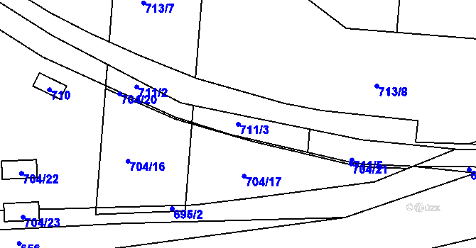 Parcela st. 711/3 v KÚ Postoloprty, Katastrální mapa