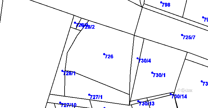 Parcela st. 726 v KÚ Postoloprty, Katastrální mapa
