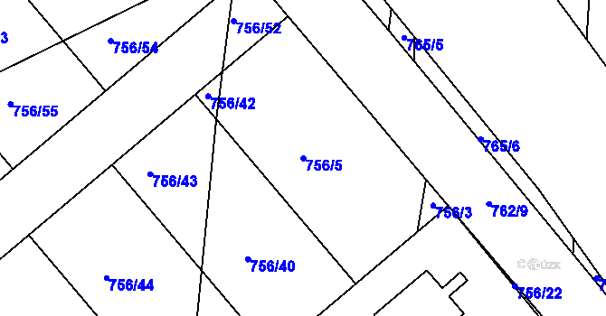 Parcela st. 756/5 v KÚ Postoloprty, Katastrální mapa