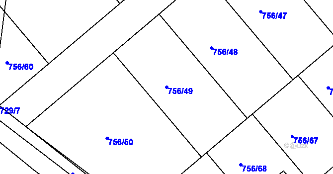 Parcela st. 756/49 v KÚ Postoloprty, Katastrální mapa
