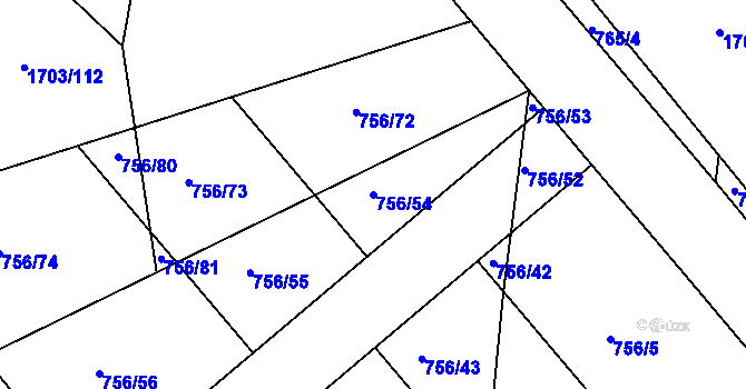 Parcela st. 756/54 v KÚ Postoloprty, Katastrální mapa