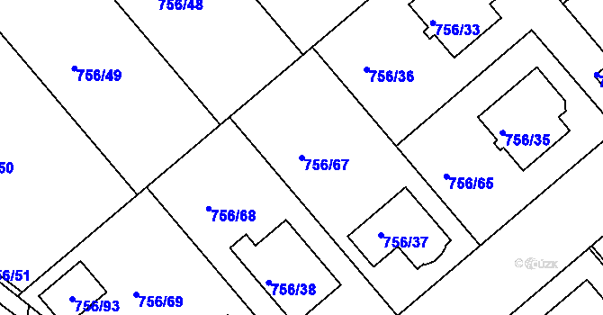 Parcela st. 756/67 v KÚ Postoloprty, Katastrální mapa