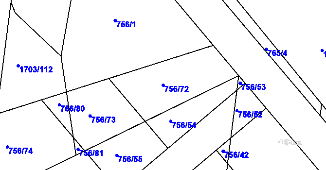 Parcela st. 756/72 v KÚ Postoloprty, Katastrální mapa