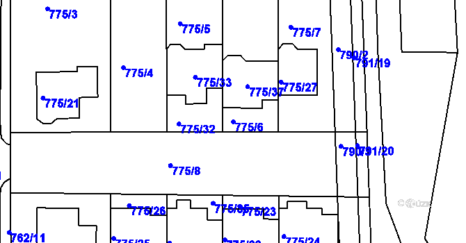 Parcela st. 775/6 v KÚ Postoloprty, Katastrální mapa