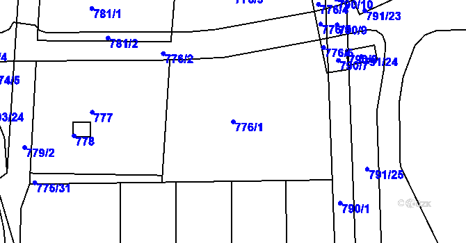 Parcela st. 776/1 v KÚ Postoloprty, Katastrální mapa