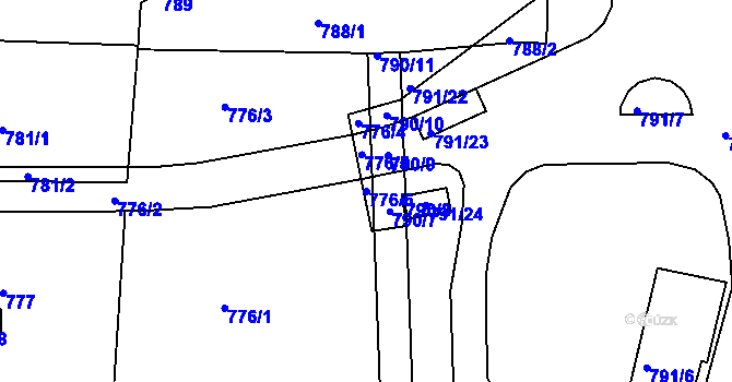 Parcela st. 776/6 v KÚ Postoloprty, Katastrální mapa