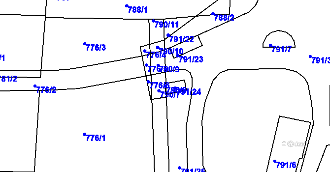 Parcela st. 790/8 v KÚ Postoloprty, Katastrální mapa