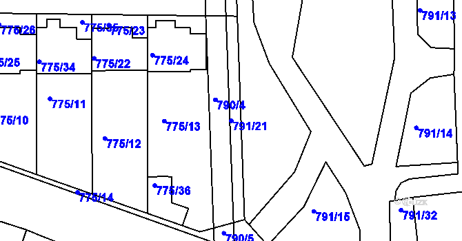 Parcela st. 791/21 v KÚ Postoloprty, Katastrální mapa