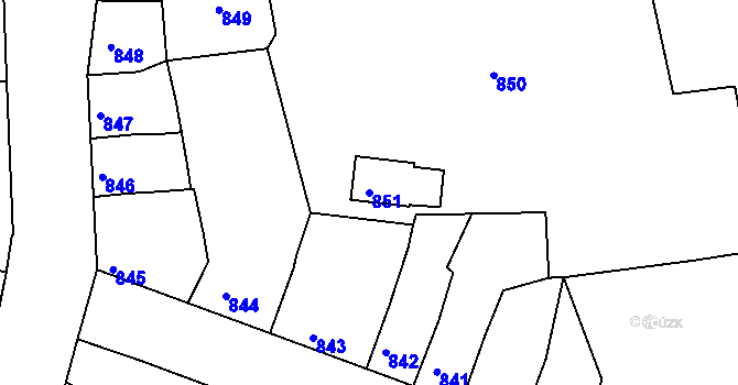 Parcela st. 851 v KÚ Postoloprty, Katastrální mapa