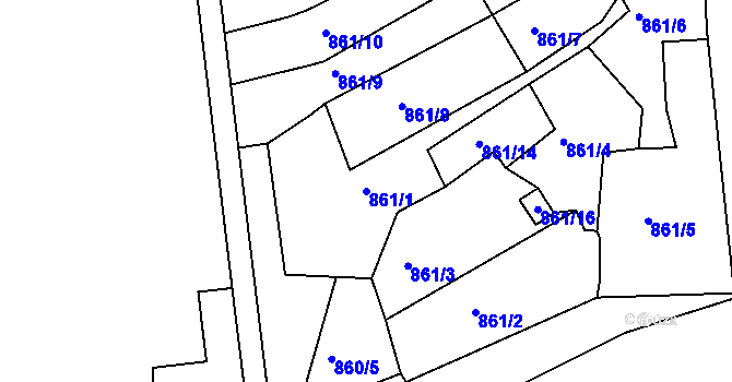 Parcela st. 861/1 v KÚ Postoloprty, Katastrální mapa