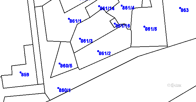 Parcela st. 861/2 v KÚ Postoloprty, Katastrální mapa