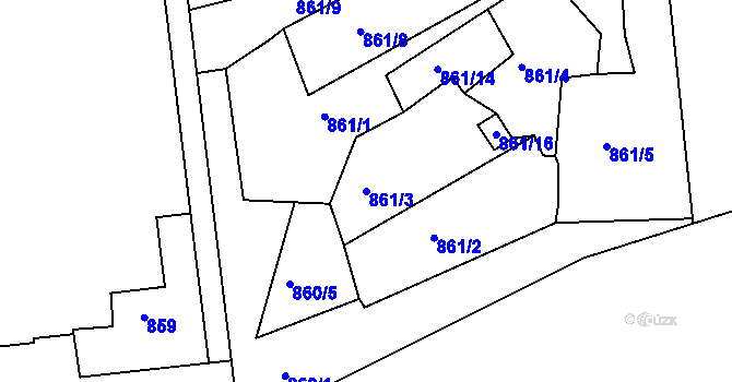Parcela st. 861/3 v KÚ Postoloprty, Katastrální mapa