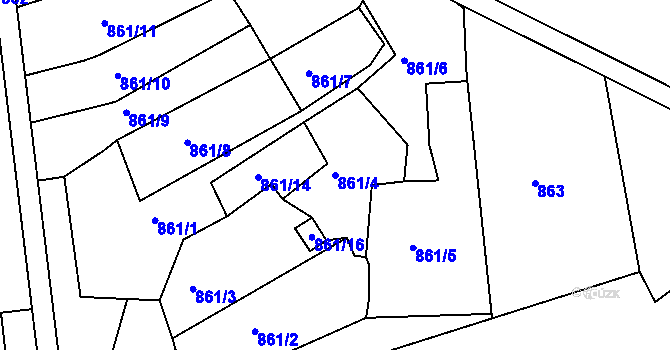 Parcela st. 861/4 v KÚ Postoloprty, Katastrální mapa