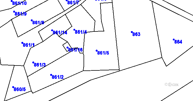 Parcela st. 861/5 v KÚ Postoloprty, Katastrální mapa