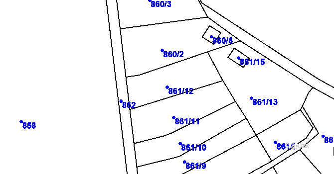 Parcela st. 861/12 v KÚ Postoloprty, Katastrální mapa