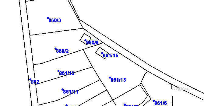 Parcela st. 861/15 v KÚ Postoloprty, Katastrální mapa