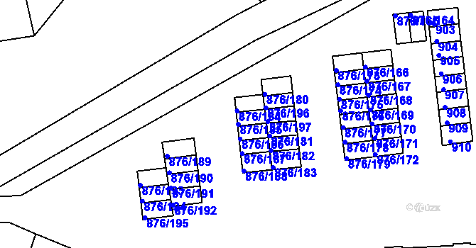 Parcela st. 876/185 v KÚ Postoloprty, Katastrální mapa