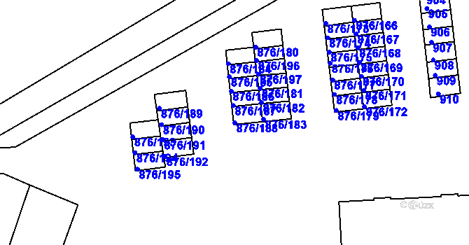 Parcela st. 876/188 v KÚ Postoloprty, Katastrální mapa
