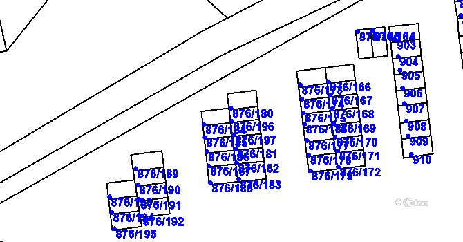 Parcela st. 876/196 v KÚ Postoloprty, Katastrální mapa
