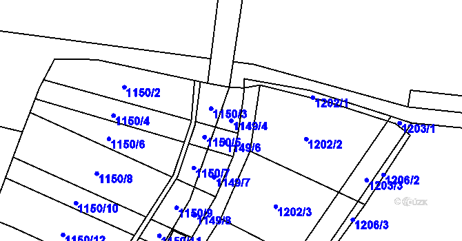 Parcela st. 1149/4 v KÚ Postoloprty, Katastrální mapa