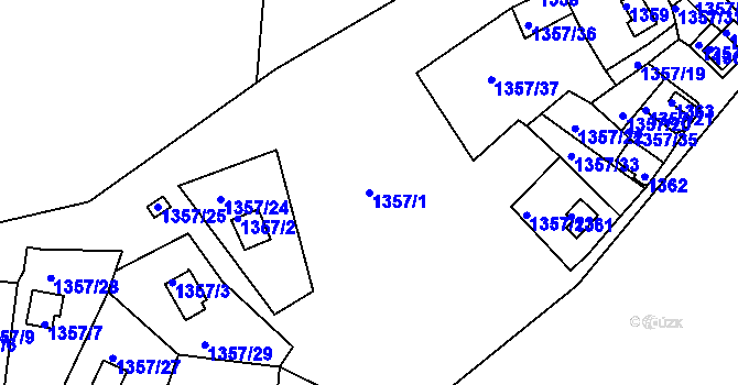 Parcela st. 1357/1 v KÚ Postoloprty, Katastrální mapa