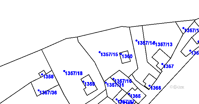Parcela st. 1357/15 v KÚ Postoloprty, Katastrální mapa