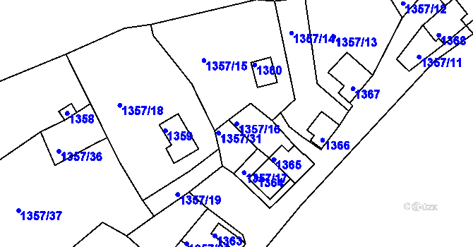 Parcela st. 1357/16 v KÚ Postoloprty, Katastrální mapa