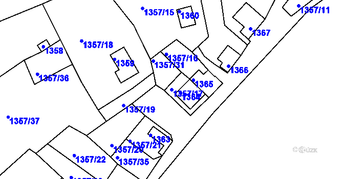 Parcela st. 1357/17 v KÚ Postoloprty, Katastrální mapa