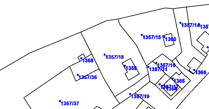 Parcela st. 1357/18 v KÚ Postoloprty, Katastrální mapa