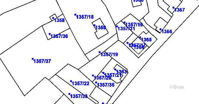 Parcela st. 1357/19 v KÚ Postoloprty, Katastrální mapa