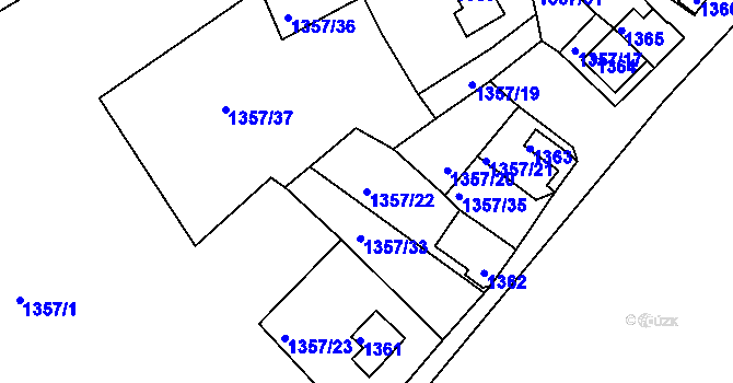 Parcela st. 1357/22 v KÚ Postoloprty, Katastrální mapa