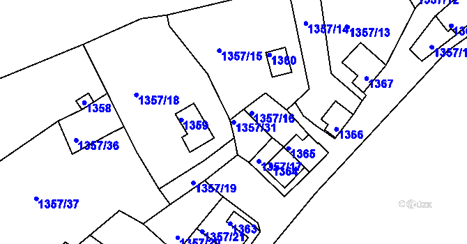 Parcela st. 1357/31 v KÚ Postoloprty, Katastrální mapa