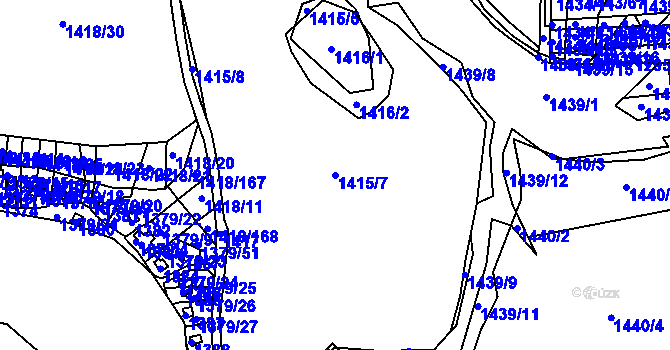 Parcela st. 1415/7 v KÚ Postoloprty, Katastrální mapa
