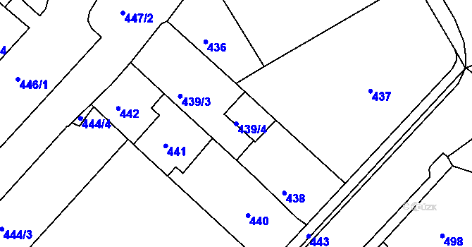 Parcela st. 439/4 v KÚ Postoloprty, Katastrální mapa