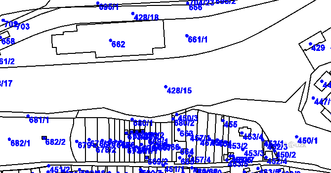 Parcela st. 428/15 v KÚ Postoloprty, Katastrální mapa