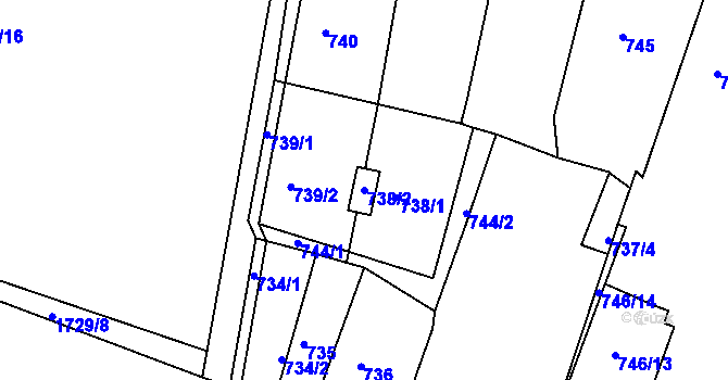 Parcela st. 738/2 v KÚ Postoloprty, Katastrální mapa